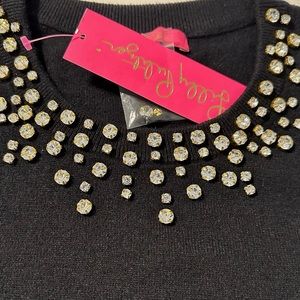 Lilly Pulitzer Odetta Sweater blackneck rhinestone size small